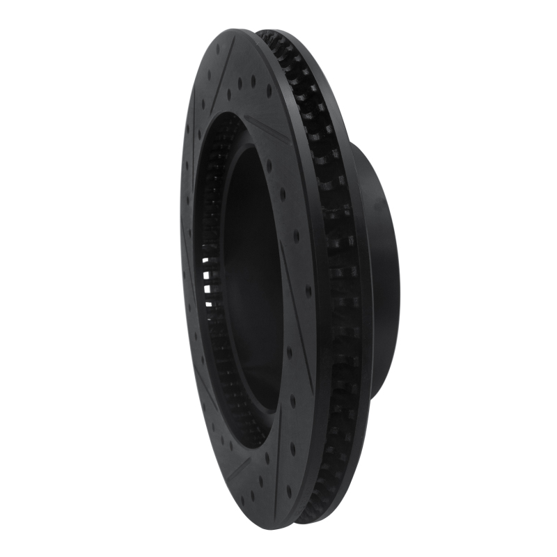 Lexus LX570 Brake Rotor (1) - Front Right - R1 Concepts - Drilled & Slotted - Black - `08-`21